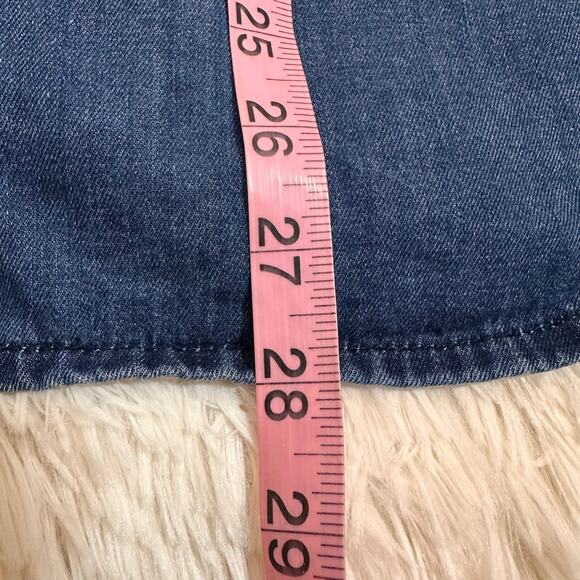 asos Denim Western Button Up Blue With White Piping Pearlized Snaps Sz 8 UK12 - Picture 7 of 8